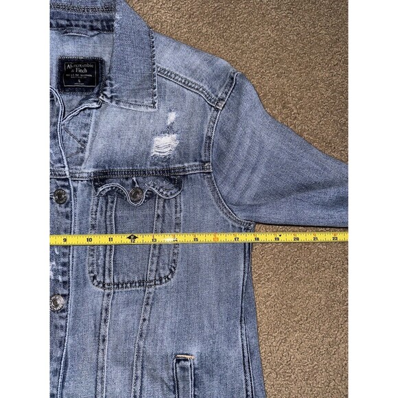 Abercrombie & Fitch Distressed Jean Jacket Size Small Womens Long Sleeve - Picture 6 of 8